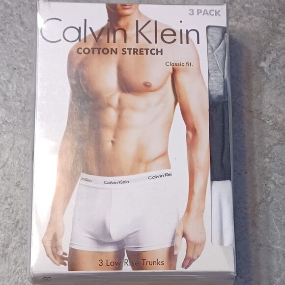 NEW in Package Calvin Klein L 3 Pack Cotton Stretch Low Rise Trunks - Picture 2 of 3